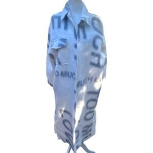 Piazza Roma Wool Blend Coat Made in Italy Graphic Long Jacket - Small